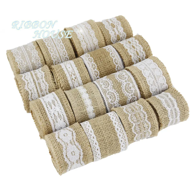 2meters/roll) 5cm Natural Jute Burlap Ribbon Rustic Vintage Wedding Decor Hessian Lace Jute Roll DIY