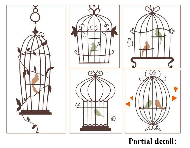 Maruoxuan Bird Cage Cartoon Wall Sticker For Living Room Bedroom