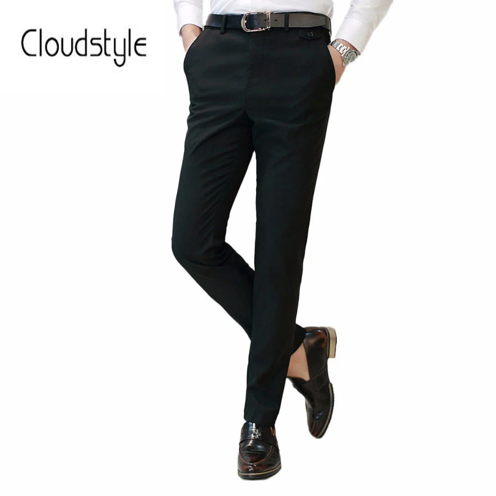 Cloudstyle 2018 Brand New Male Fashion Black Pants Smart Casual Pants Slim Fit Formal Trouser