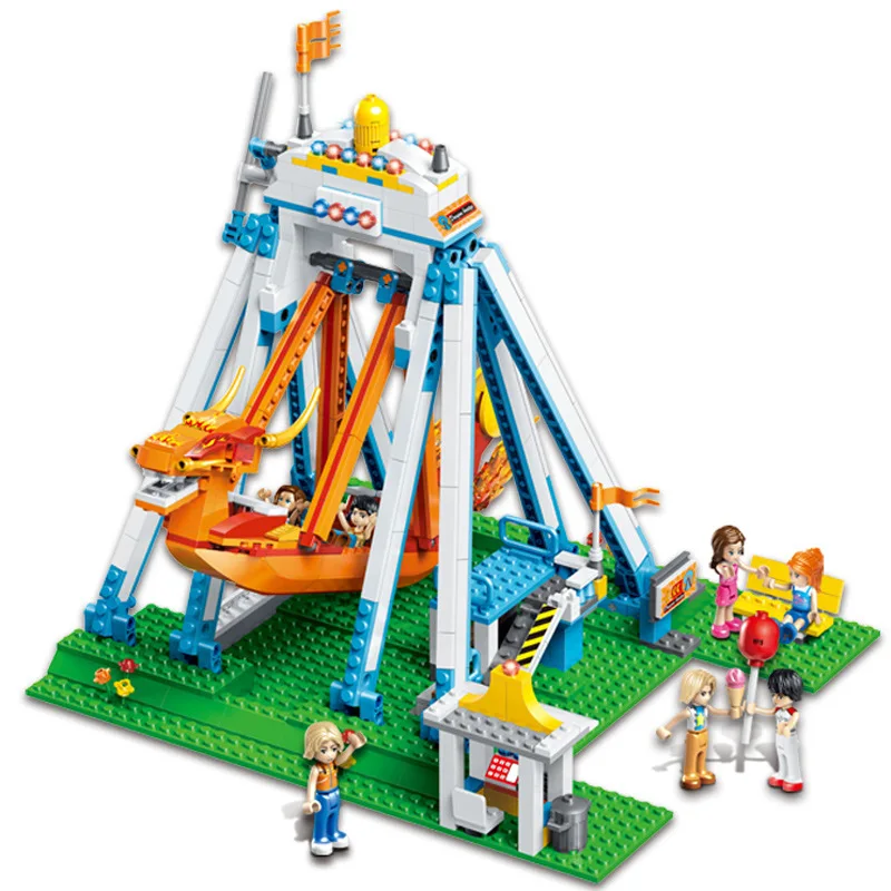 

780Pcs Friends Series City Fun Park Pirate Ship Building Blocks Sets Compatible Legoings Friend Happy Children Play Toys Figures