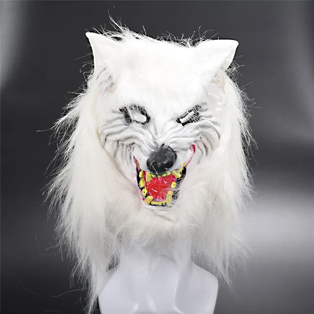 white fierce fox cool horror halloween mask scary silver fox headwear halloween party decorations halloween party