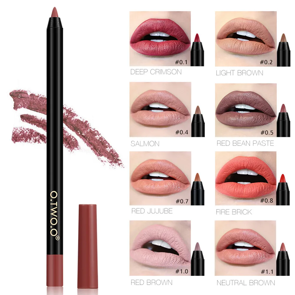

O.TWO.O Lip Liner Women Multicolor 12 Colors Matte Texture Professional Lipliner Pen Makeup Waterproof Lip Liner Pencil 19L0517