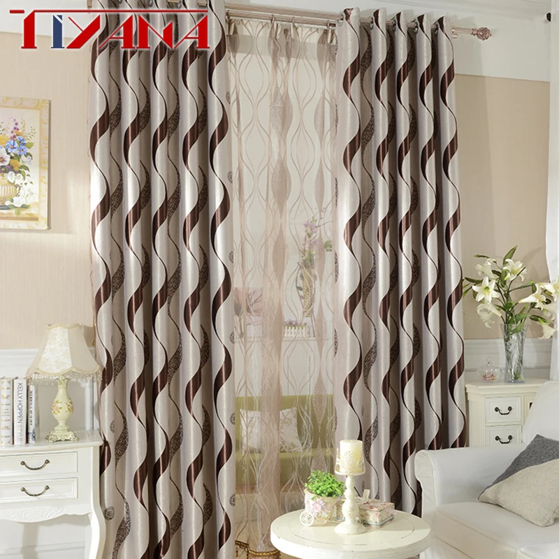 

Thick Luxury Wavy Striped Curtains Design for Living Room Bedroom Home Decoration Modern Blackout window treatments wp389&3