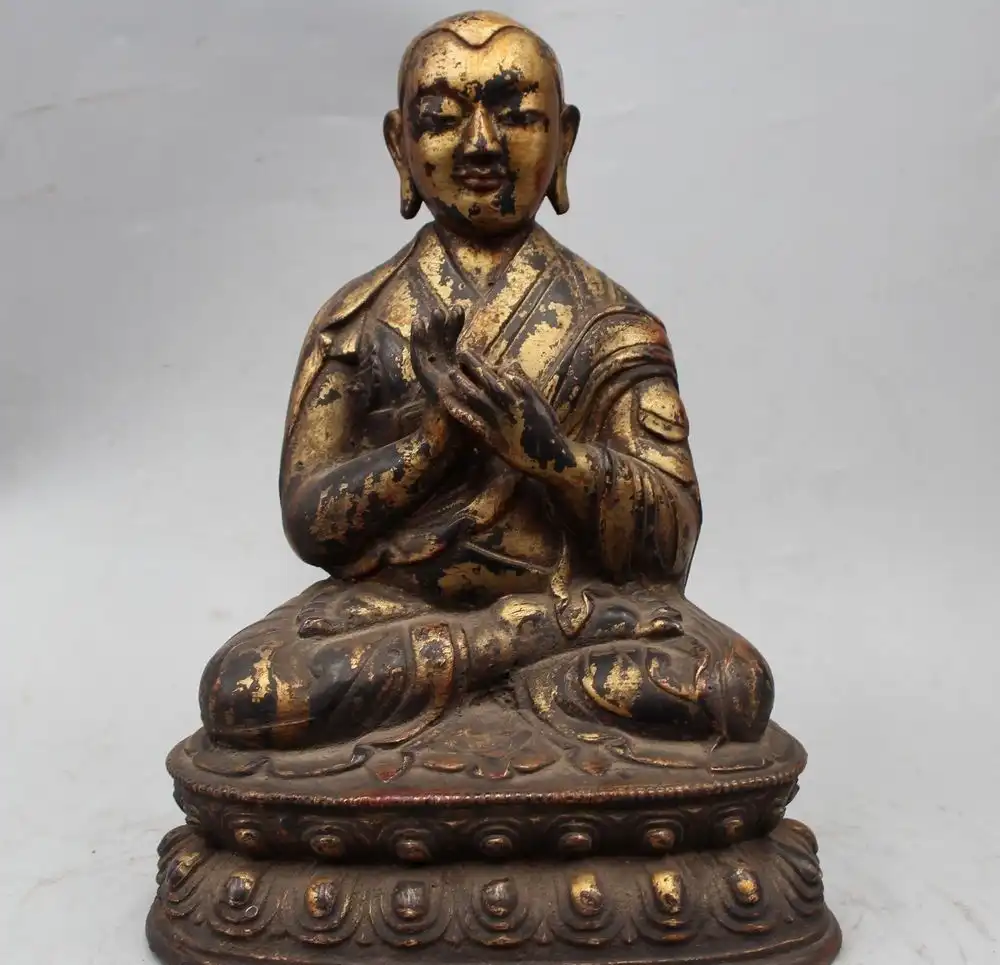 12&quot; Tibet temple Buddhism Bronze Seat Lama Guru Buddhist monk Statue  Sculpture|Statues &amp; Sculptures| - AliExpress