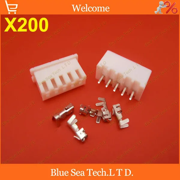 

200 sets 5 Pin XH 180 angle Pin Connector 2.54mm XH-5P Kits for PCB/Automotive/electronic circuit ect.Free Shipping
