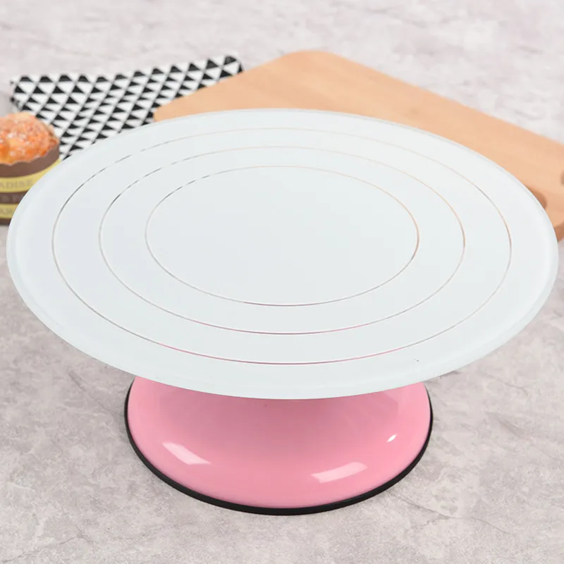 Красочные стеклянные крепления торта поворотный стол торт инструменты Прямая поставка - Цвет: pink and white