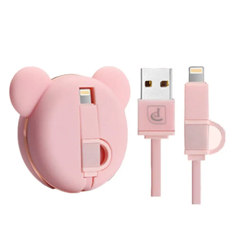 Usb Extension Cable 3.0 Cable charge cable android Cute Bear 2 in 1 Charging Portable Charging Line usb usb IOS Android