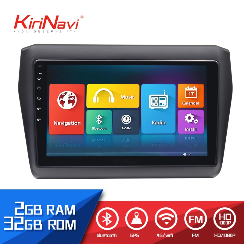 

Kirinavi Car Radio 9" Touch screen 2 Din auto android for Suzuki Swift 2017-2019 dvd audio multimedia Navigation player radio