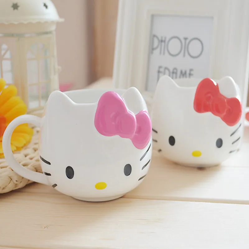 300ml Hellokitty Cartoon Ceramic Coffee Milk mug for childen Cup Creative Cute Ceramic Porcelain Coffee Cup
