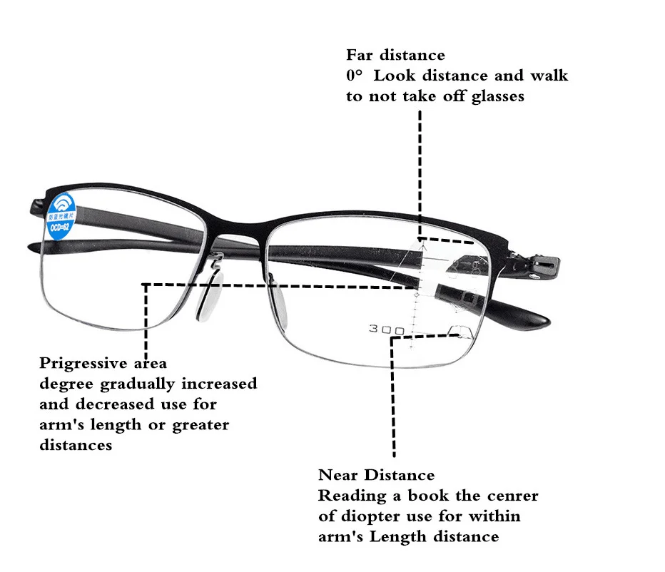 Модные очки Мультифокальные очки для чтения анти синий для мужчин бифокальные разведки диоптрий