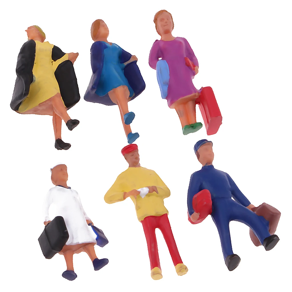 6x 1/87 HO Scale Painted Model People Passengers Characters Miniature Figures Architectural Model Human Plastic Scene Simulation
