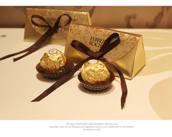 

100pcs Wedding Favors And Gifts Baby Shower Paper Candy Box For Ferrero Rocher Chocolate Box With Ribbon Sweet Gifts Bags