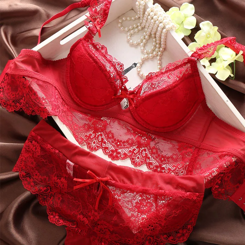 

Fashion summer bc ultra-thin small lace sexy temptation women's sexy translucent bra underwear set