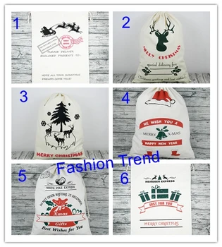 

10pcs/lot newest large canvas drawstring santa sack good quality monogram custom Christmas gift bags personalize santa claus bag