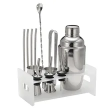 Bar Set Premium Cocktail Shaker Barware Set 13 Stücke Barkeeper Kit Enthält Shaker 550 ml Rack Löffel Ausgießer Stroh Eis Tong