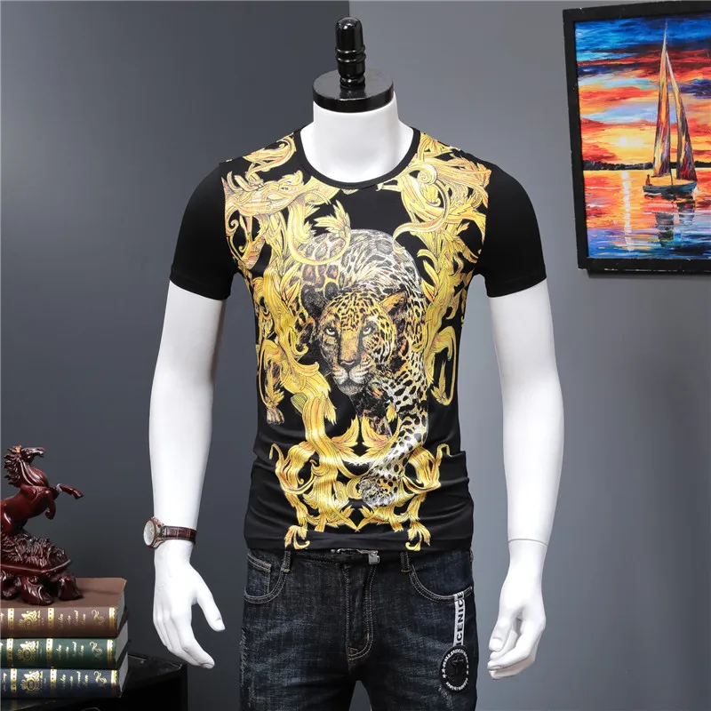 

2019 Summer Men's T-Shirt Fashion Casual Men's Fitness Slim Short Sleeve tees S985