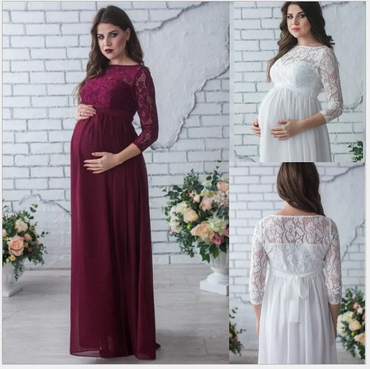 Кружевное женское платье для беременных реквизит для фотосессии платье для фотосессии с длинными рукавами платье макси для беременных