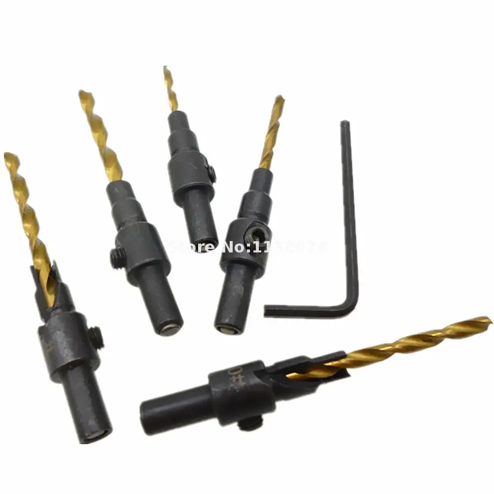 5pcs Countersink Bit Hss Counter Sink Wood Plastic Countersinking Bits