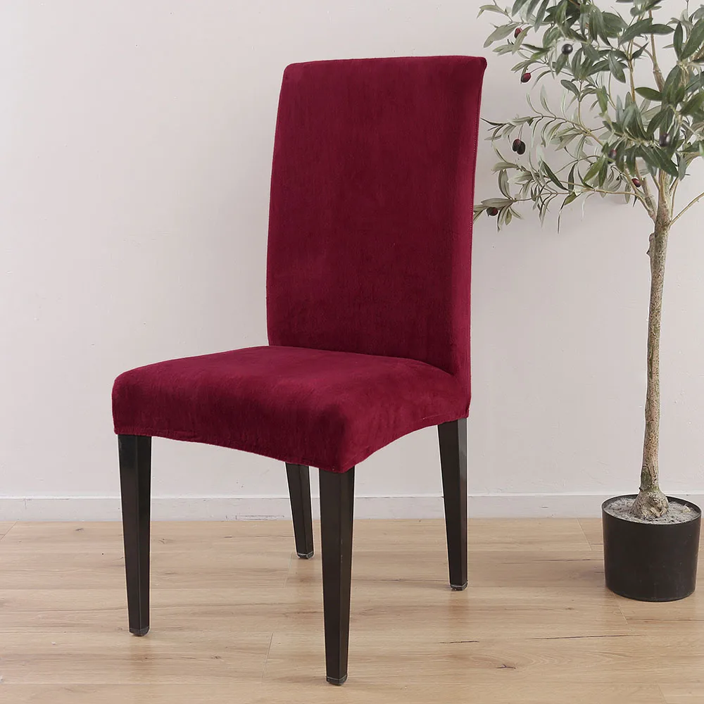 

Solid Plush Chair Covers Spandex Slipcover Modern Stretch Elastic Chair Covers for Room Party Universal Kitchen Chair Cover