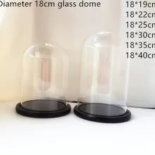 Диаметр 18 см большой цилиндрический стеклянный купол крышки с деревянной пластиной дисплей коробка
