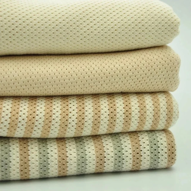 10 Meters Organic Knitted Mesh Fabric 100% Natural Cotton Stripe