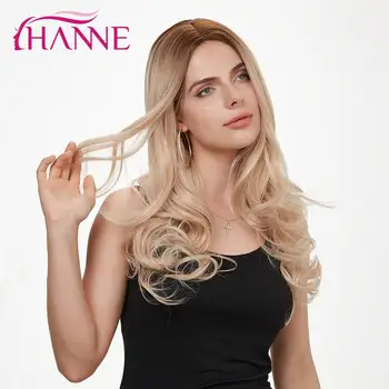 

HANNE Long Ombre Blonde Synthetic Wigs 20inch High Temperature Fiber Wavy Wig for Black or White women