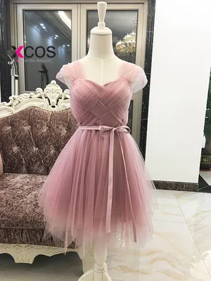 XCOS Sweet Memory Red Bridesmaid Dresses criss-cross Short Wedding Party Prom Dress SW0030 Good Quality Promotion Clean Stock