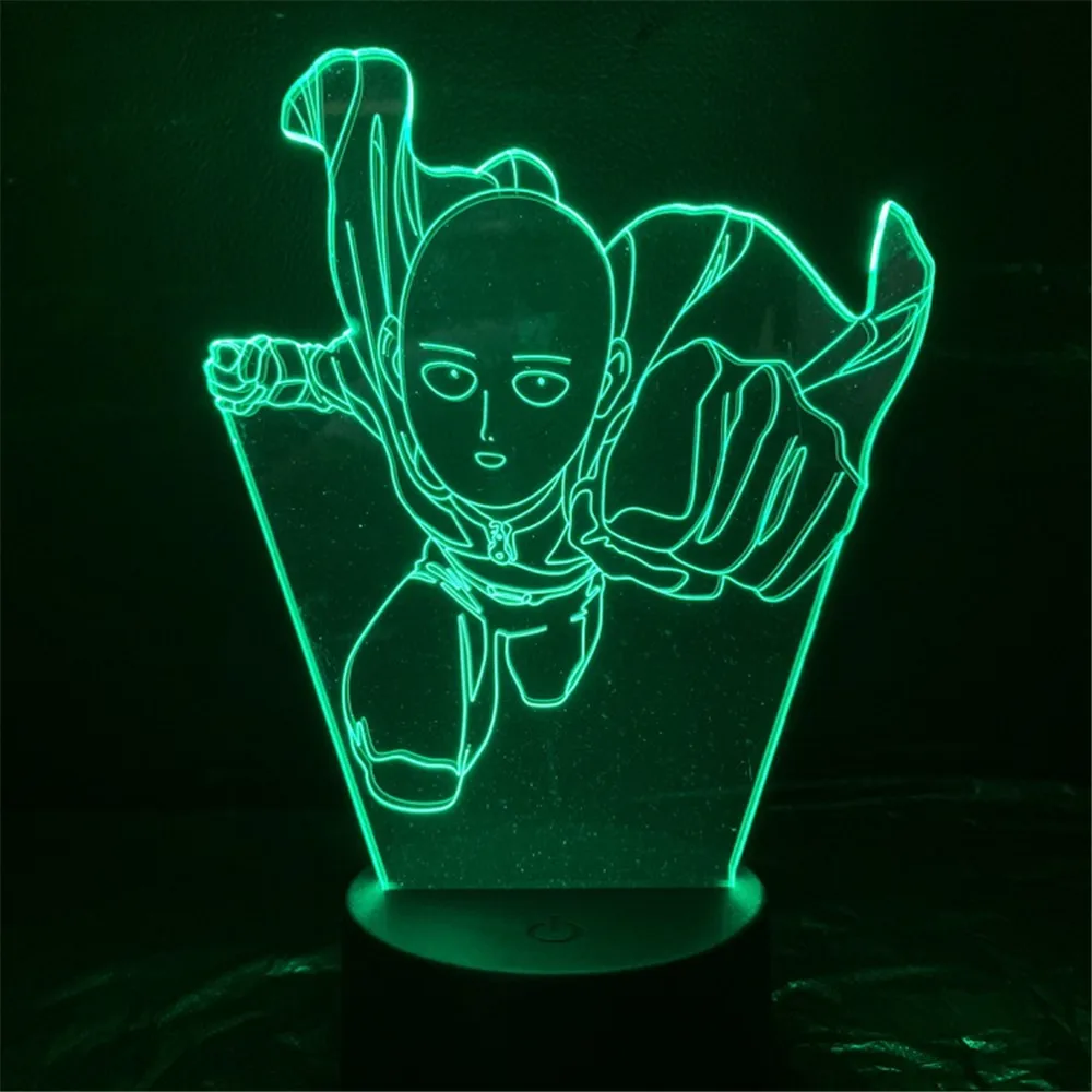 Один удар человек ночные огни Led Saitama Lampara аниме лампа 3D освещение настольная лампа детский подарок Изменение цвета Luminaria игрушки