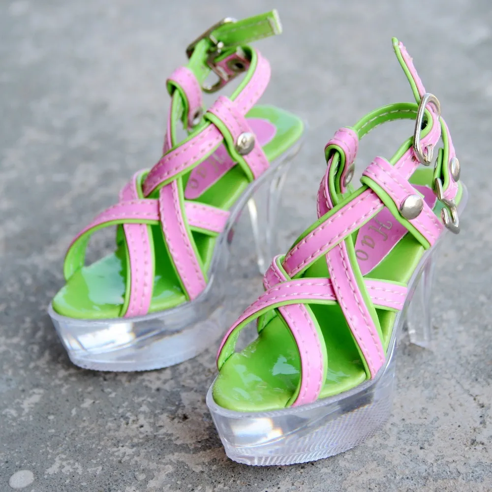 [Wamami] 52# розовый и зеленый 1/3 SD BJD Dollfie высокие каблуки Синтетическая кожа Shoes-7.5cm