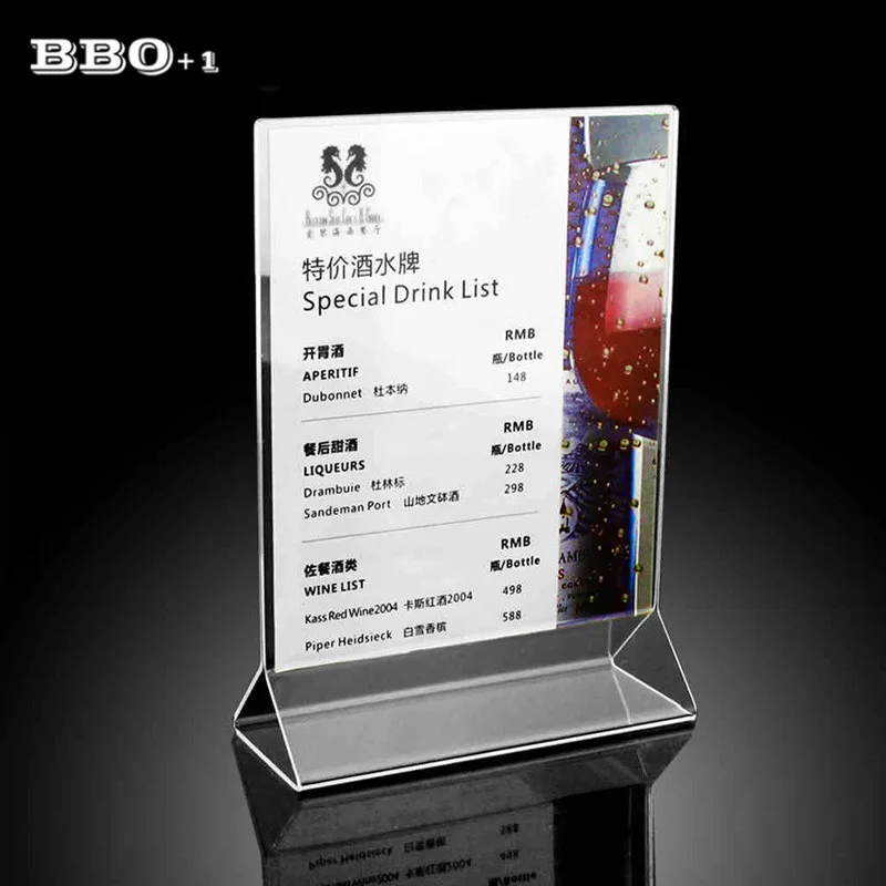 1pc Restaurant Hotel Utensils Table Menu Sign Display Holder Upright Ad