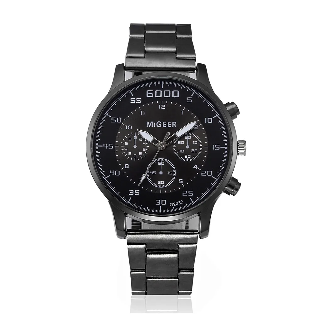 

MIGEER Fashion Man Crystal Stainless Steel Analog Quartz Wrist Watch military bayan saat relogio masculino reloj