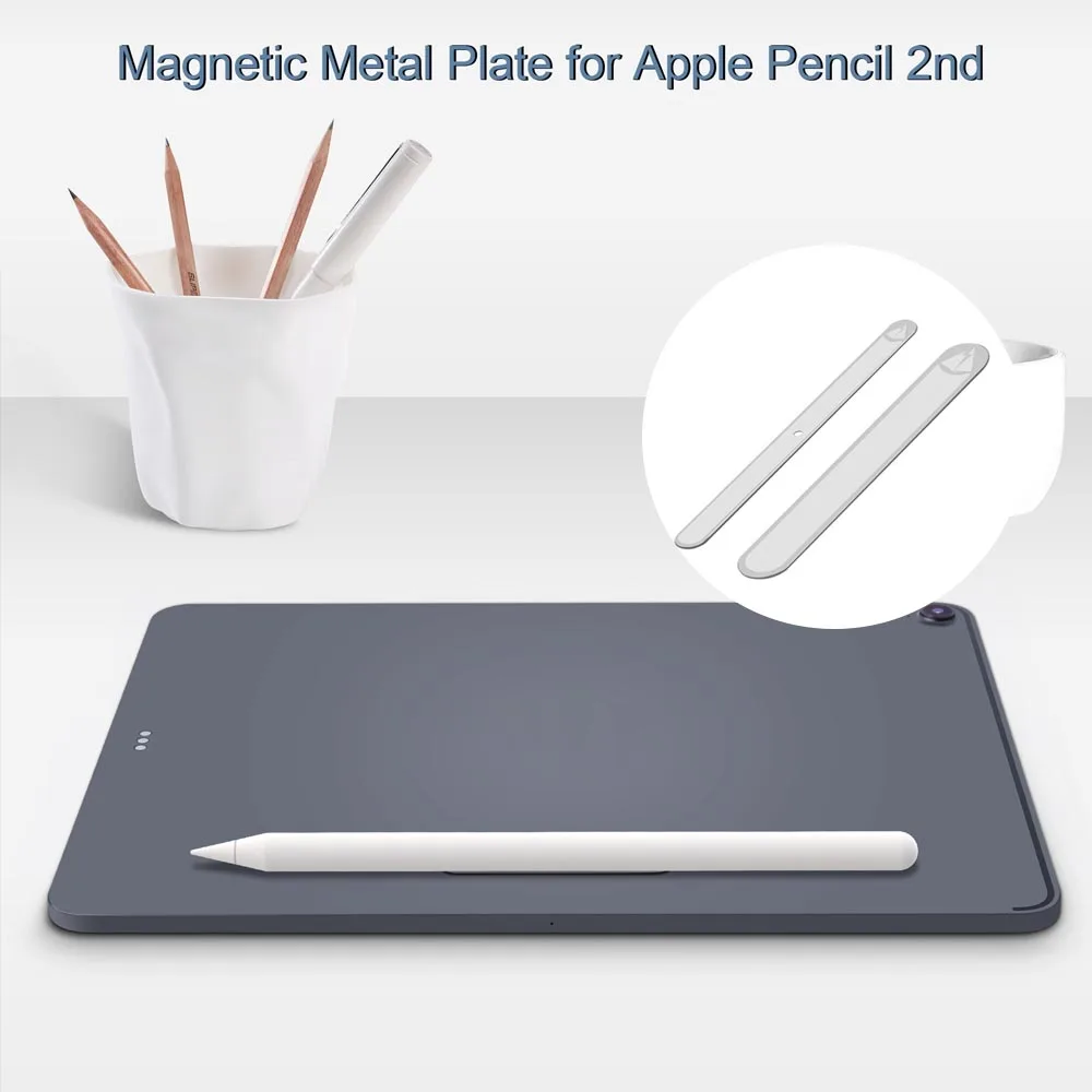 

4PCS Adhesive Magnetic Metal Plate Pen Stickers Cover Holder for Apple Pencil iPencil 2nd Generation iPad Pro 2nd 11/12.9 inch