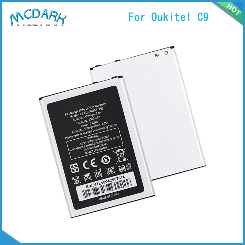

Mcdark 2000mAh Hight capacity for Oukitel C9 Battery Replacement Batteries For Oukitel C9 Cell Phone Rechargeable