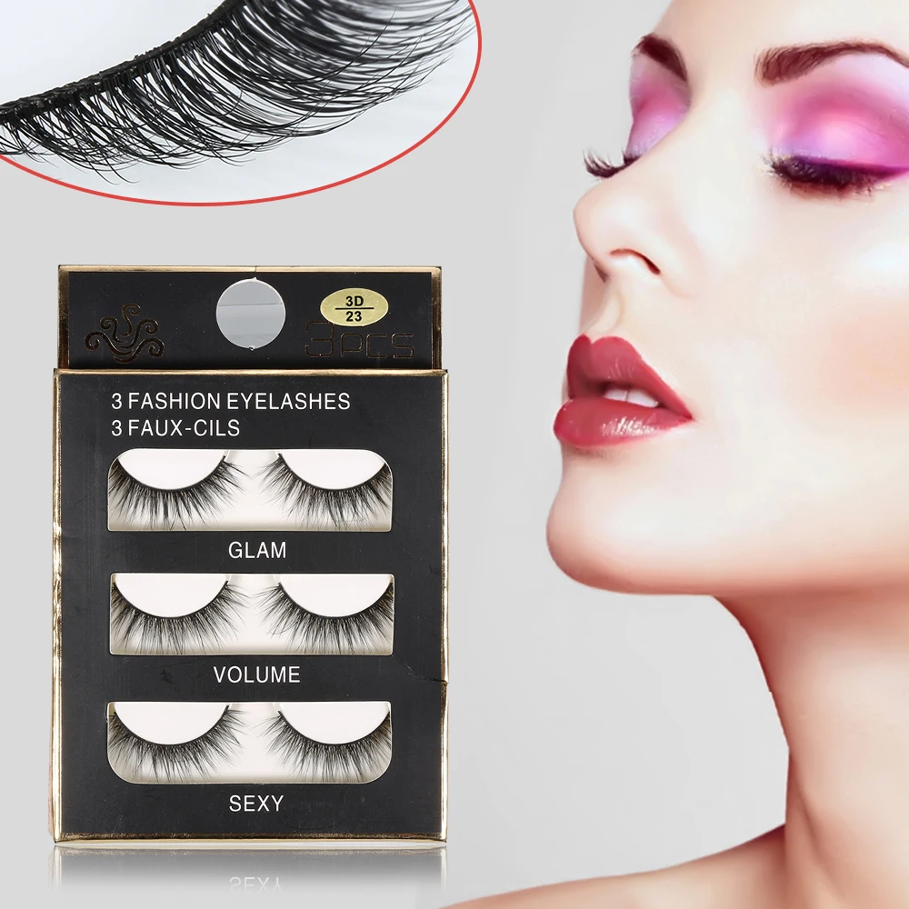 

New 3 Pairs Natural False Eyelashes Fake Lashes Long Makeup 3d Mink Lashes Extension Eyelash Mink Eyelashes for Women Beauty