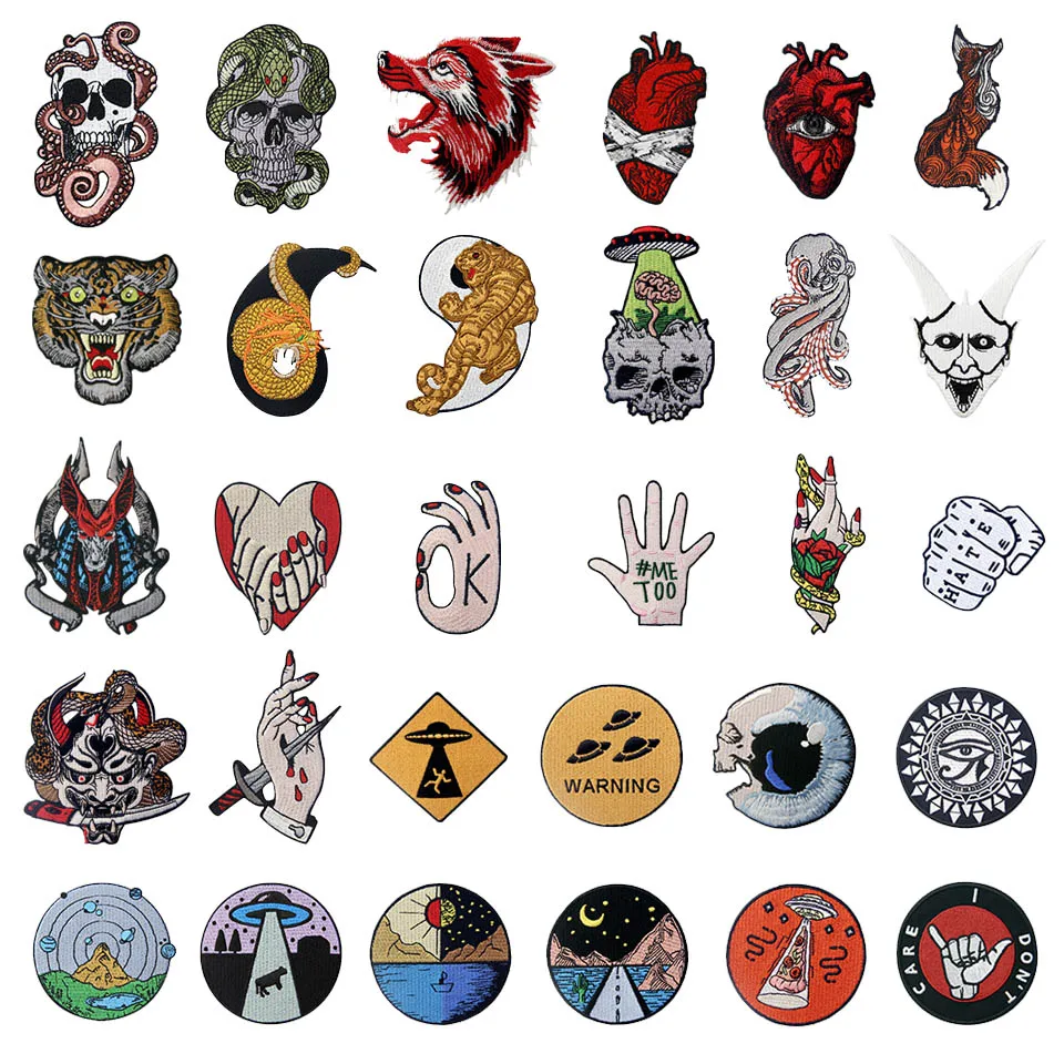 

Embird patch Embroidered patches for jeans Totems Aliens Gesture ceo-friendly handmade 3D applique patches for girls patch