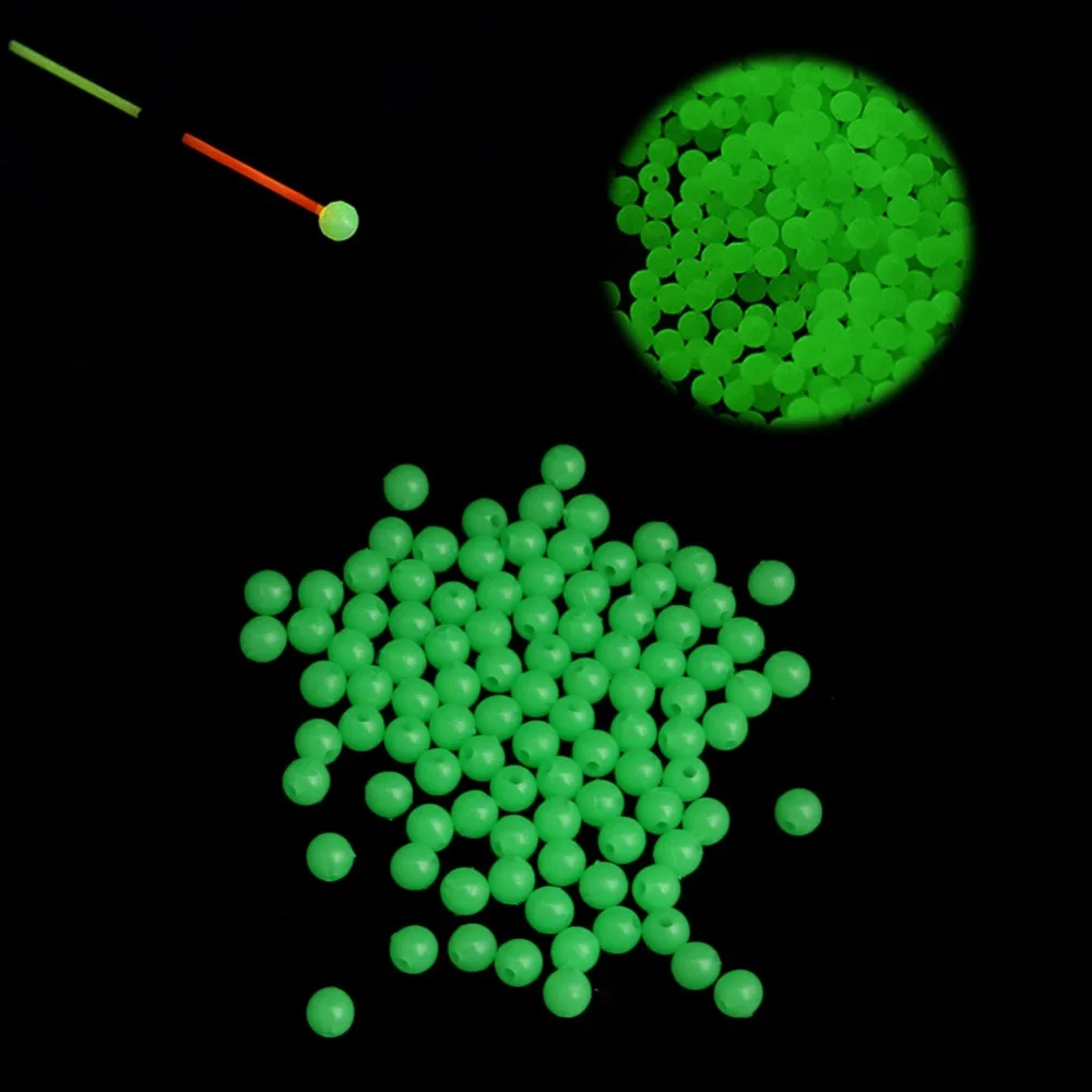 200x Fishing Lures Soft Round 6mm 8mm Plastic Glow Floating Green Beads