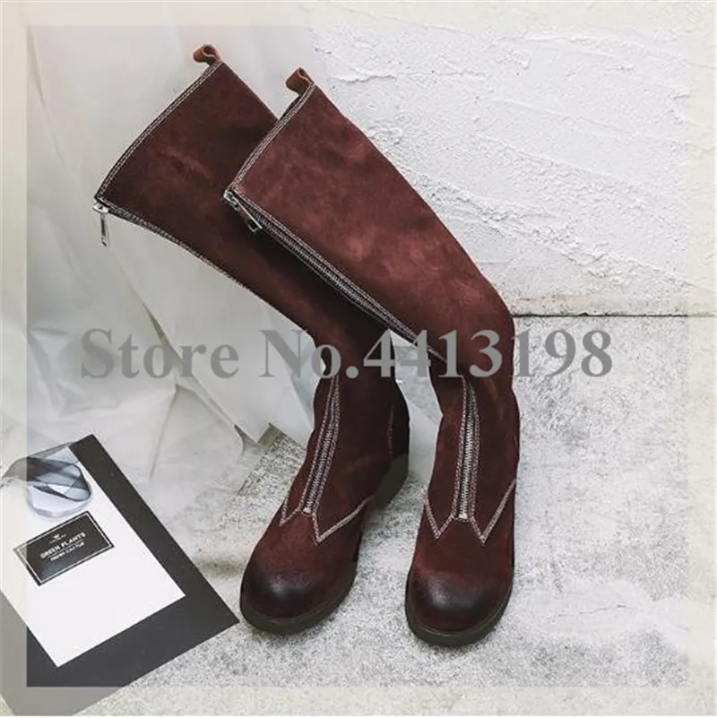 Talon Rond À Genou Femme Long Chaussures Casual Hauteur Bottes Femmes Mode Carré Med As as Du Brun Gradient Picture Picture Zip Bout Pour Troupeau vxOwwTzICq