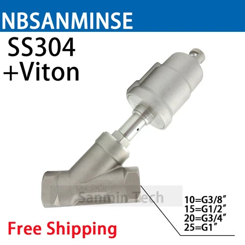 NBSANMINSE JDF100S0NC-V 3/8 высокотемпературный водяной паровой клапан пневматический угловой седельный клапан с Viton NC нержавеющая сталь SS304