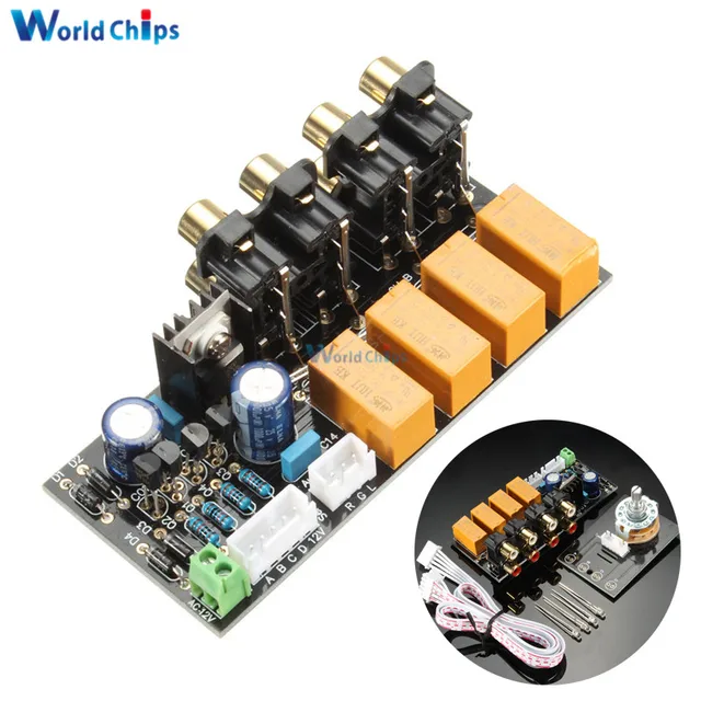 Double sided 4 Channel Stereo Audio Input Signal Selector Relay Board