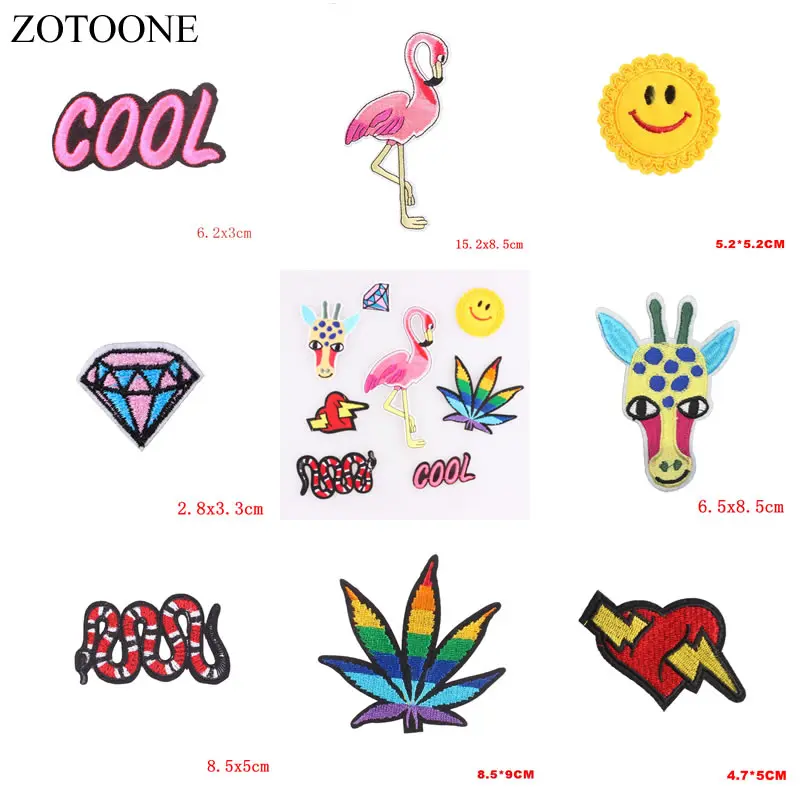 ZOTOONE вышивка патч для одежды 8 шт. цветок еда письмо череп Единорог кошка сердце патч Железная на мультфильм патч DIY наклейки B
