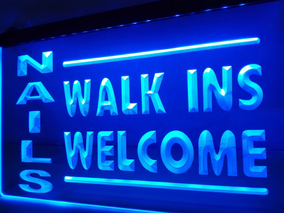 Lb159 Nails Walk Ins Open New Led Neon Light Sign Home Decor
