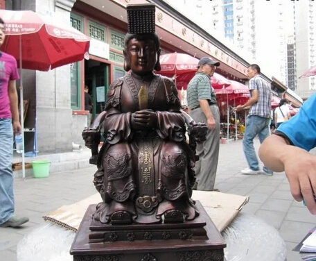 

002506 China Red Bronze Copper Refined phenix empress Queen Mother kaiserin Statue