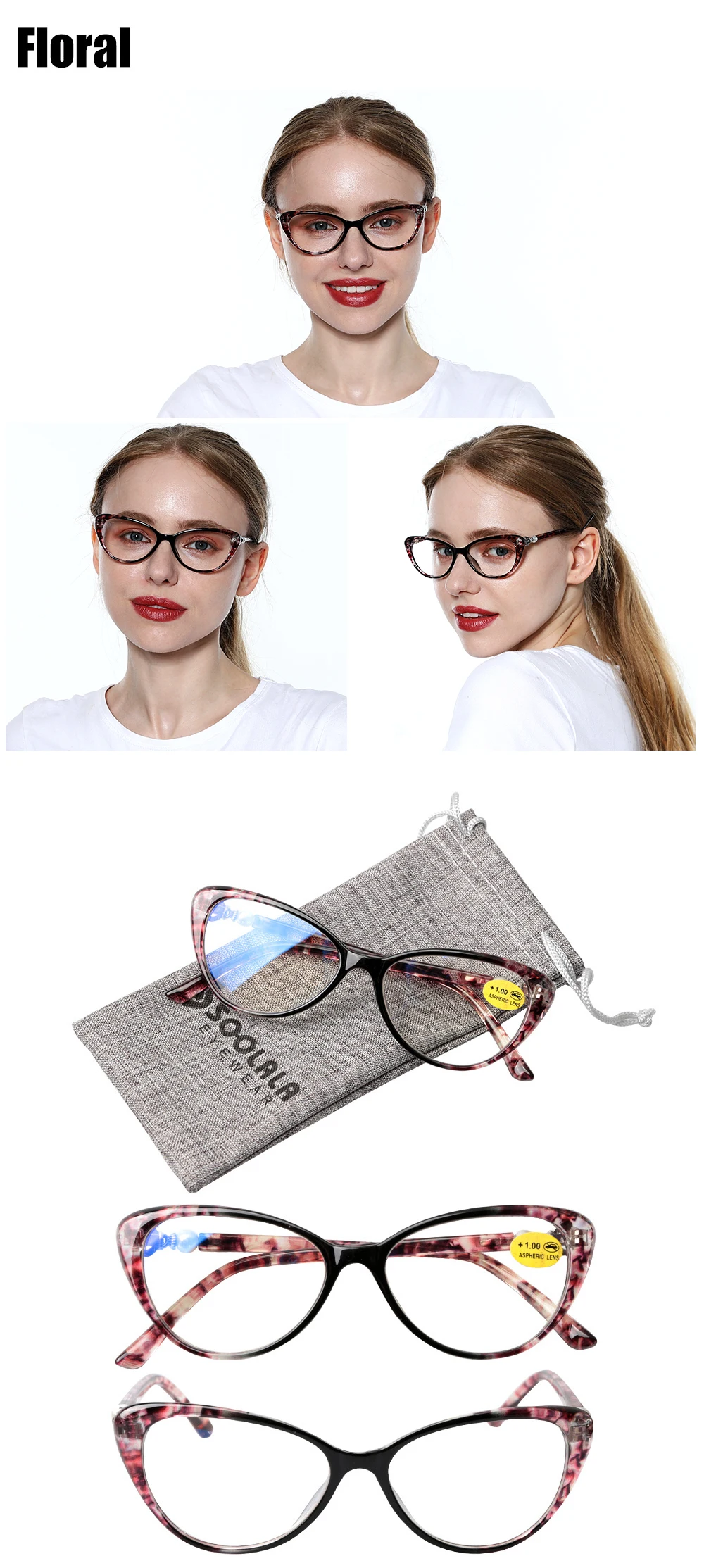SOOLALA очки для чтения «кошачий глаз» женские w/перламутровые руки асферические линзы с покрытием увеличительные очки Пружинные шарниры очки для пресбиопии