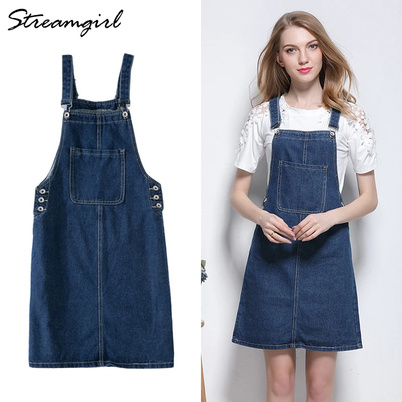 Streamgirl Frauen Denim Strap Rock Plus Größe Taschen Sommer Kurze Röcke Womens Jean Rock Mini Denim Strap Weibliche Jupe Femme