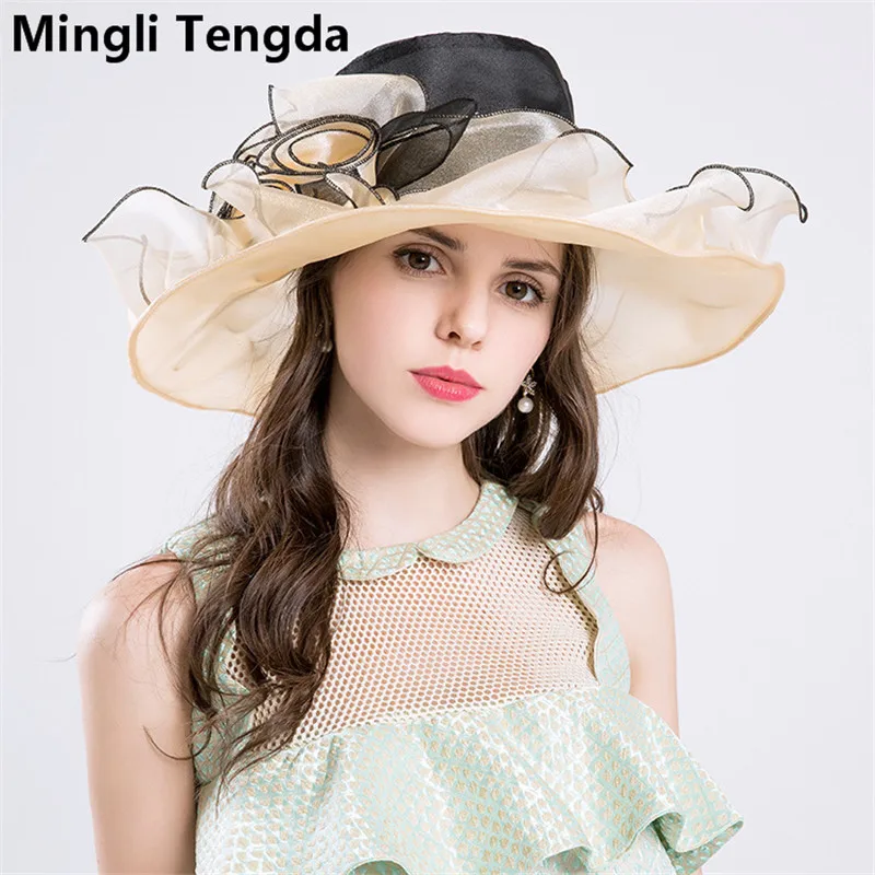 

New Organza Big Hats Wedding Hats for Women Elegant Bridal Accessories tocados bodas sombreros Exaggeration Hats Mingli Tengda