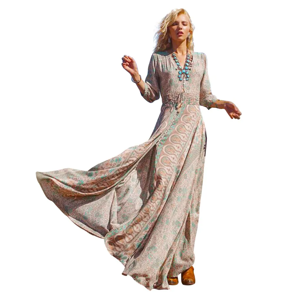 

Summer Long Dress Floral Print Boho Split Beach Dress Tunic Maxi Dress Women Evening Party Dress Sundress Vestidos de festa 5XL