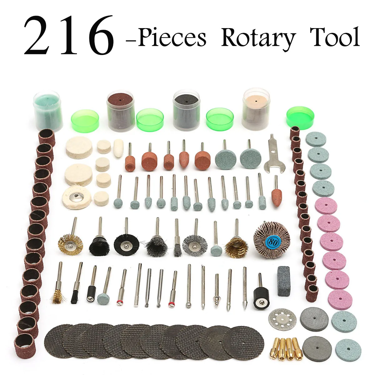 

216 Pieces Rotary Tool Accessories Kit Mini Polish Grind Drill Cut Engrave Bits