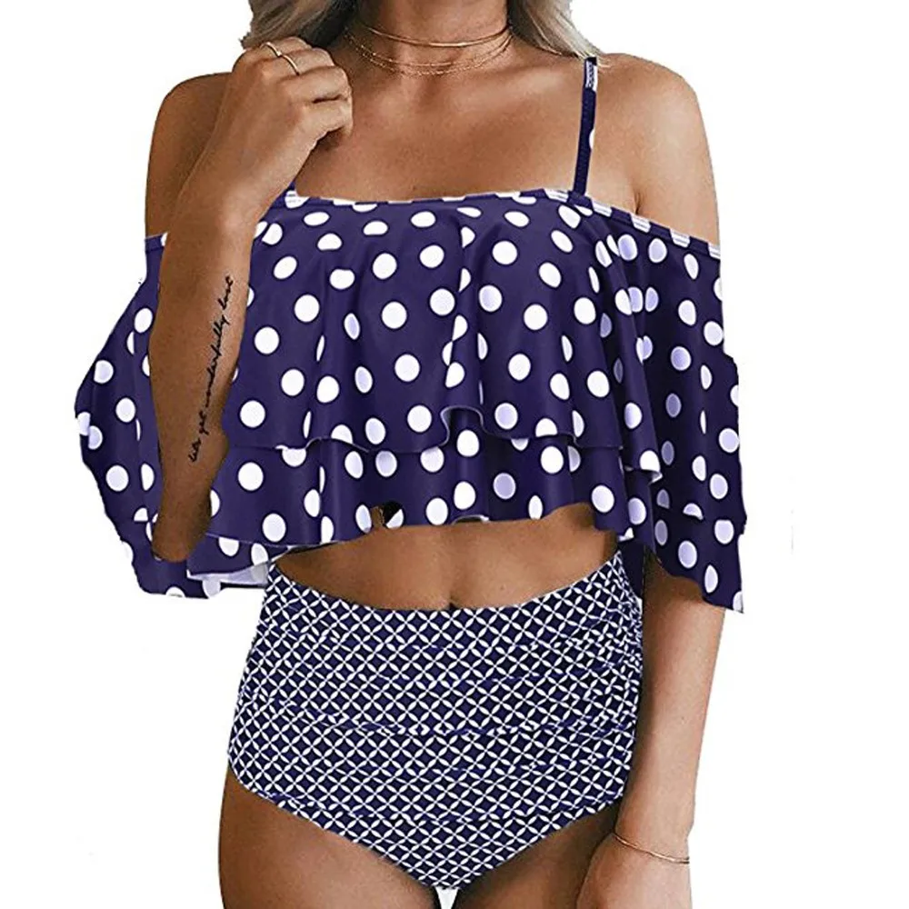 

Top Selling Women Bikini Set High Waist Swimsuit Push Up Padded Bathing Suit Off Shoulder Swimwear Bandage Beachwear #YL1