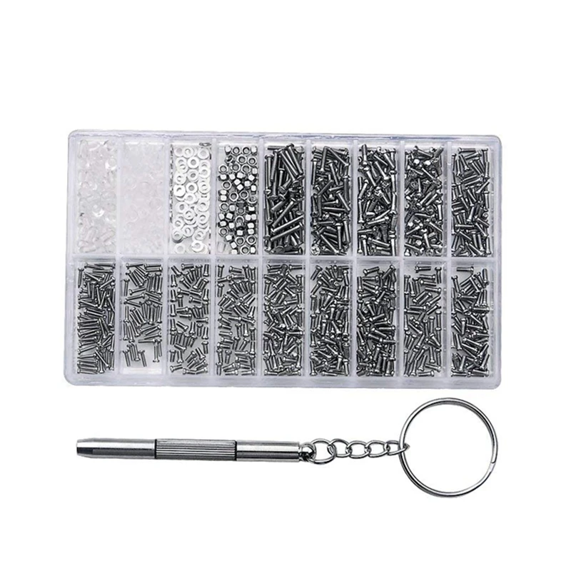 1000pcs Set Kits Stainless Steel For Micro Glasses Sunglass Watch Spectacles Phone Tablet Screws Nuts Screwdriver Repair Tool 11