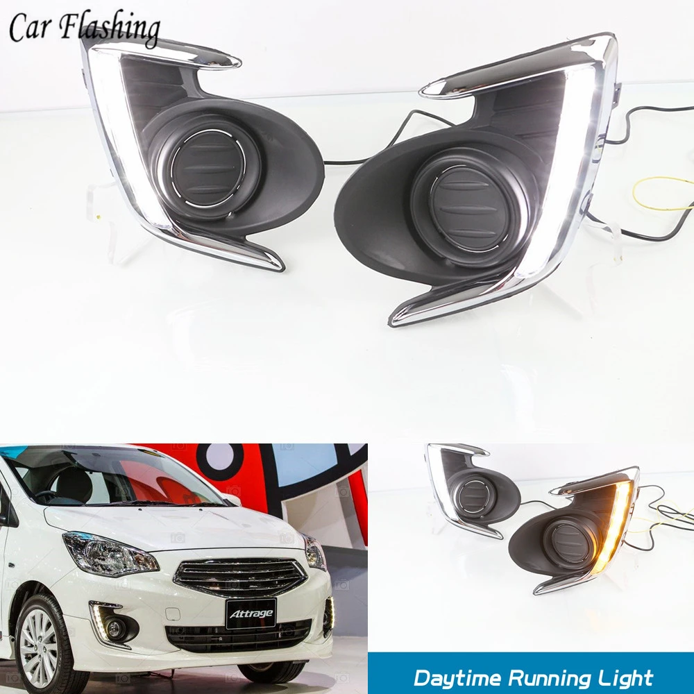 

Car Flashing 1 Set DRL Daytime Running Light With Turn Signal For Mitsubishi Attrage Mirage G4 2012 2013 2014 2015 2016 2017
